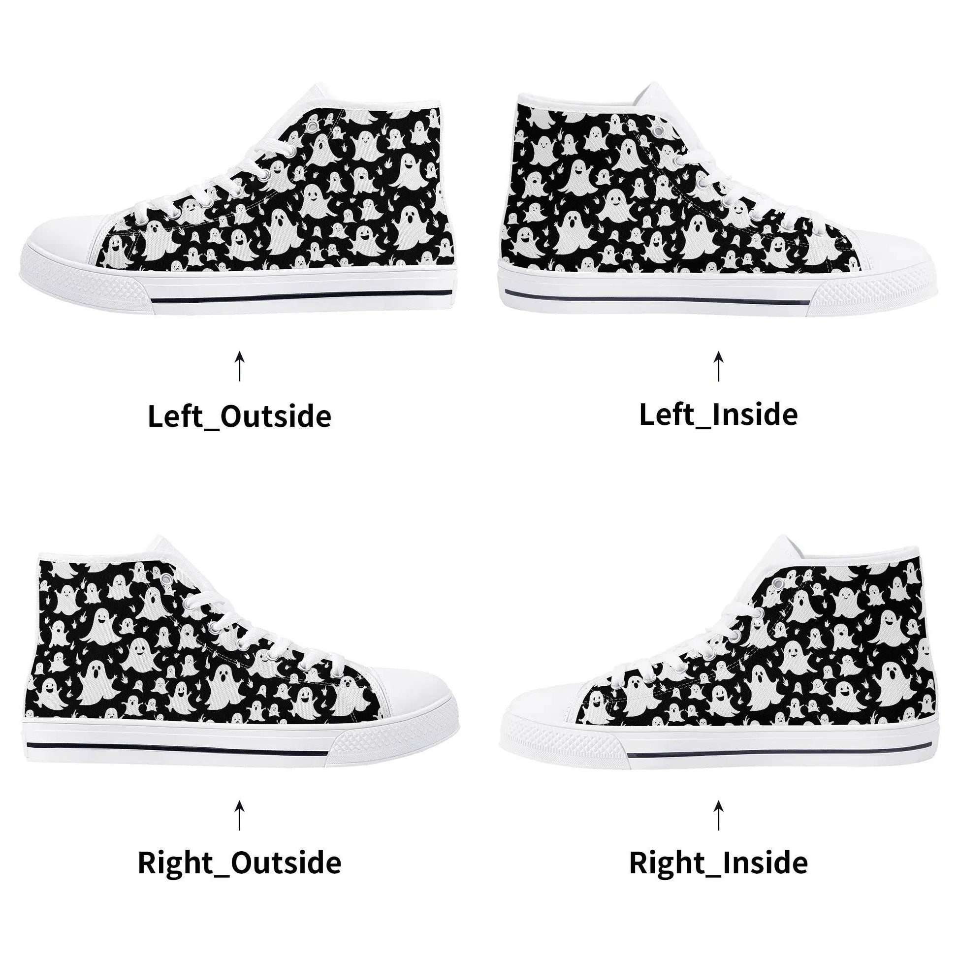 Men's Rubber High Top Spooky Ghost Canvas Shoes - DeRose Seasonal