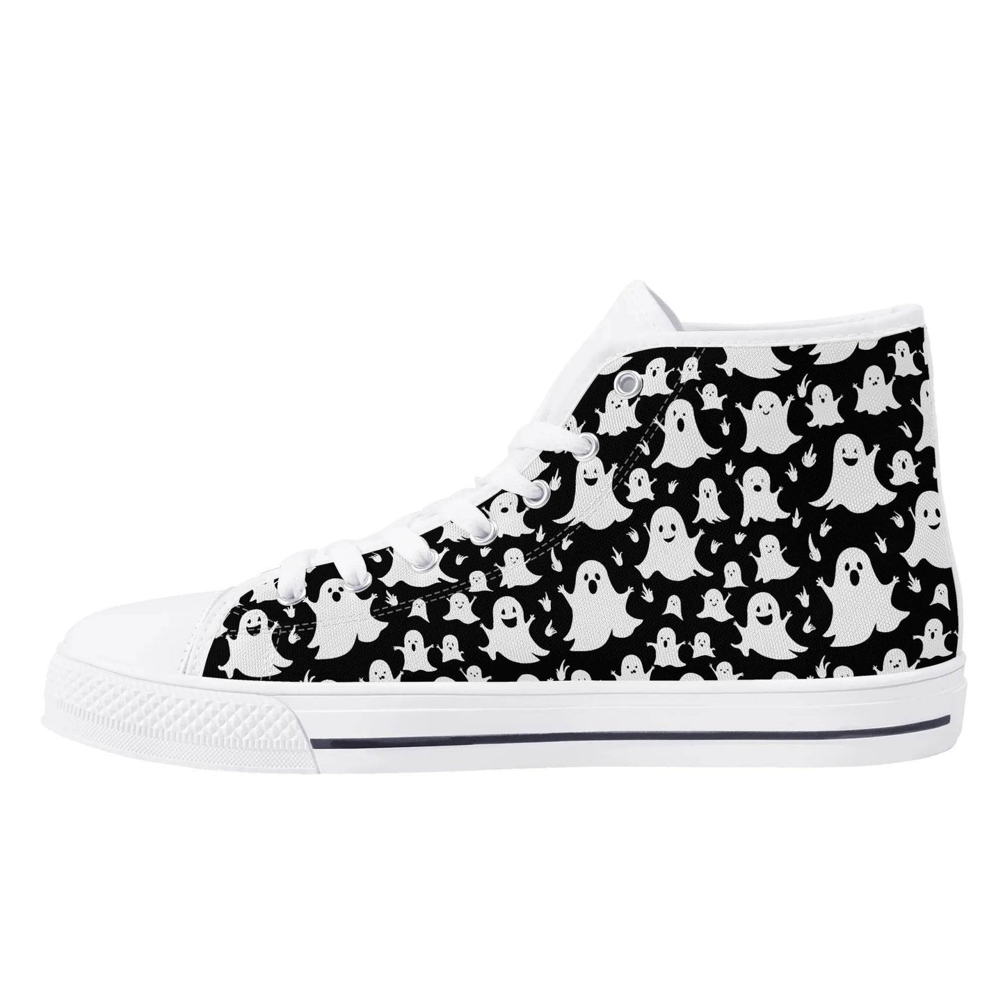Men's Rubber High Top Spooky Ghost Canvas Shoes - DeRose Seasonal