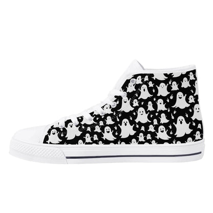 Men's Rubber High Top Spooky Ghost Canvas Shoes - DeRose Seasonal
