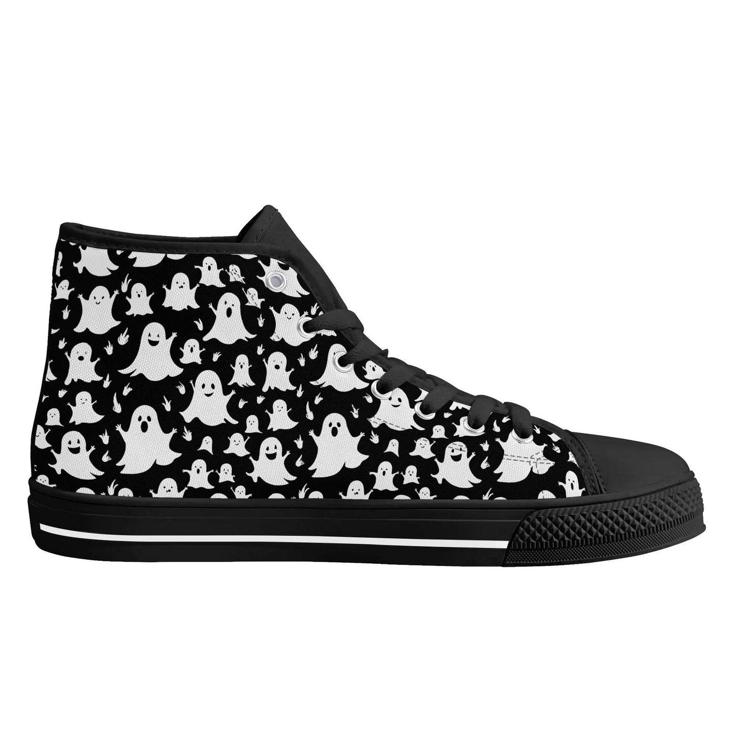 Men's Rubber High Top Spooky Ghost Canvas Shoes - DeRose Seasonal