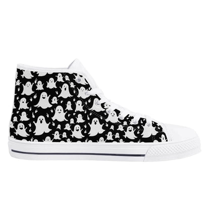 Men's Rubber High Top Spooky Ghost Canvas Shoes - DeRose Seasonal