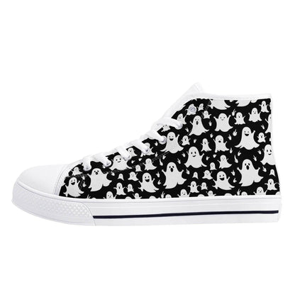Men's Rubber High Top Spooky Ghost Canvas Shoes - DeRose Seasonal