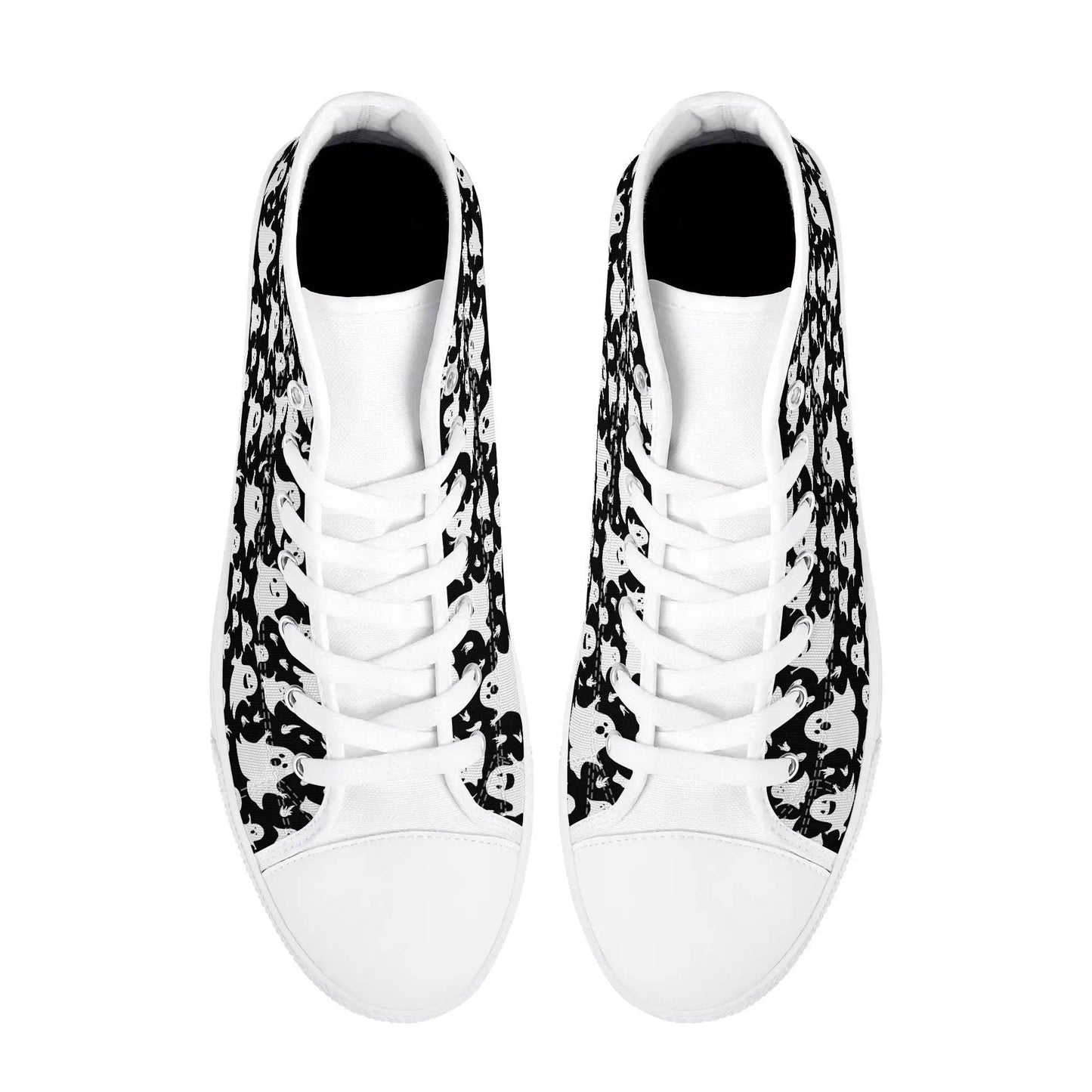 Men's Rubber High Top Spooky Ghost Canvas Shoes - DeRose Seasonal