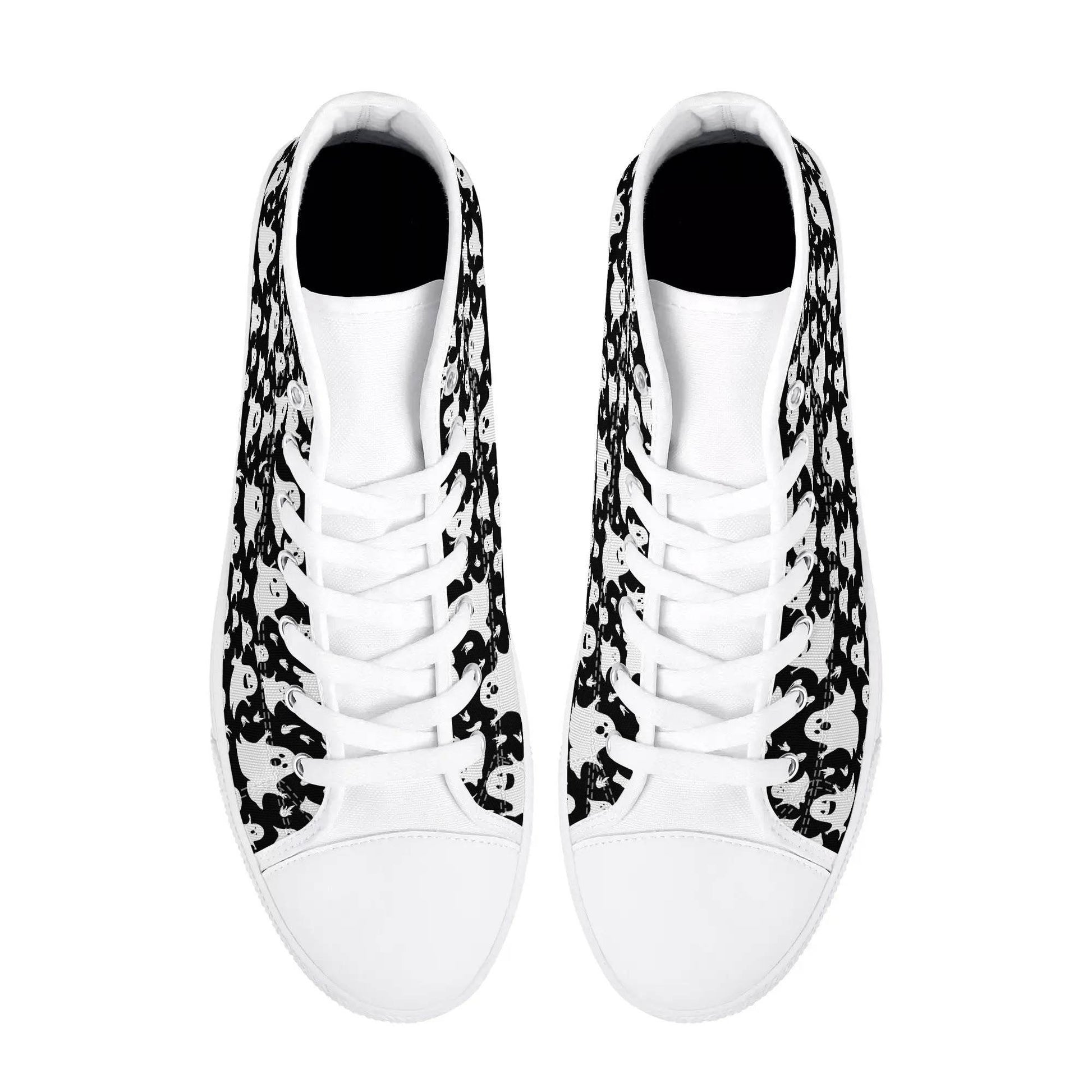 Men's Rubber High Top Spooky Ghost Canvas Shoes - DeRose Seasonal