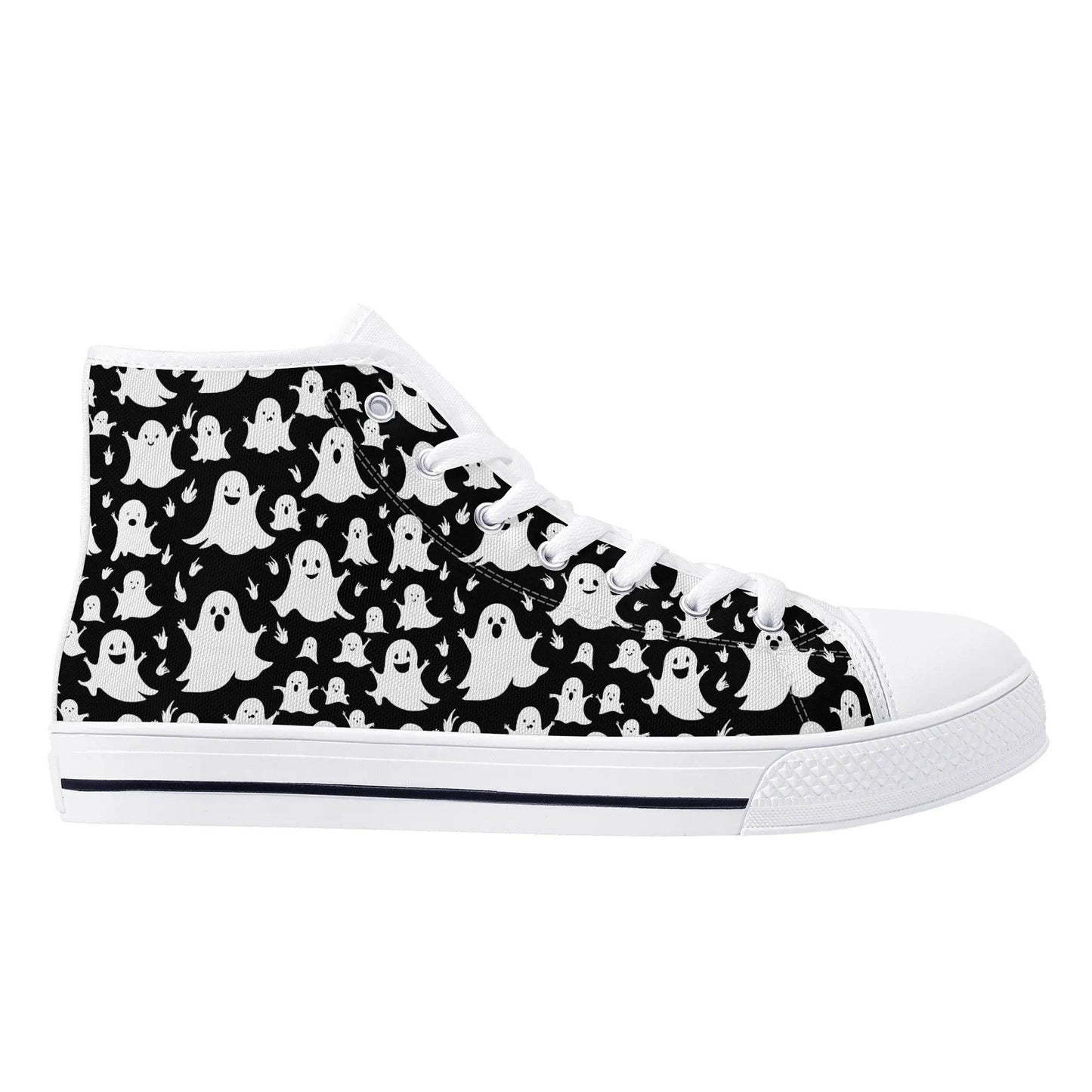 Men's Rubber High Top Spooky Ghost Canvas Shoes - DeRose Seasonal