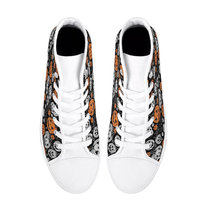 Men's Rubber High Top jack-O-Lantern Canvas Shoes - DeRose Seasonal