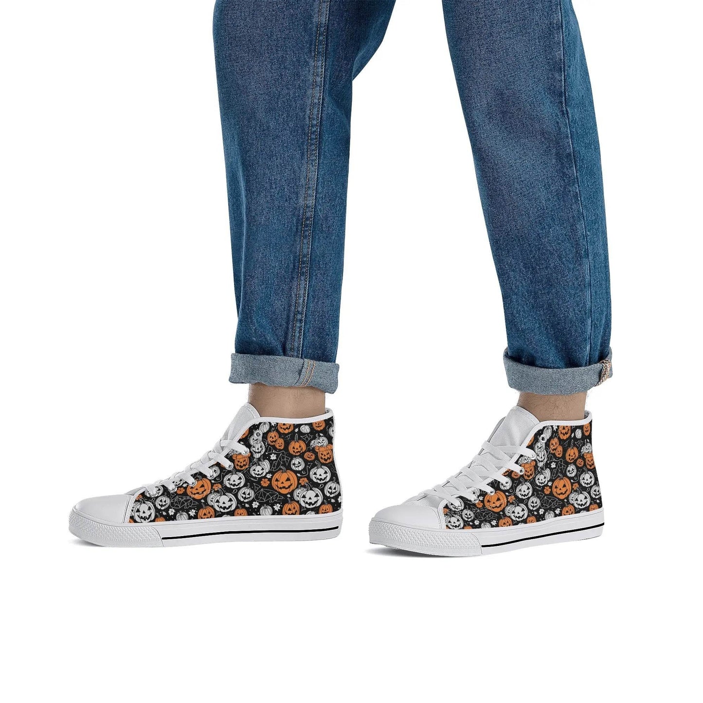 Men's Rubber High Top jack-O-Lantern Canvas Shoes - DeRose Seasonal