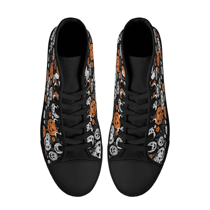 Men's Rubber High Top jack-O-Lantern Canvas Shoes - DeRose Seasonal