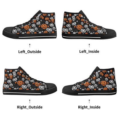 Men's Rubber High Top jack-O-Lantern Canvas Shoes - DeRose Seasonal