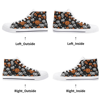 Men's Rubber High Top jack-O-Lantern Canvas Shoes - DeRose Seasonal