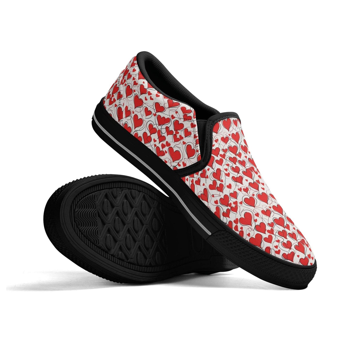 Men's Scribble Hearts Rubber Slip On Shoes - DeRose Seasonal