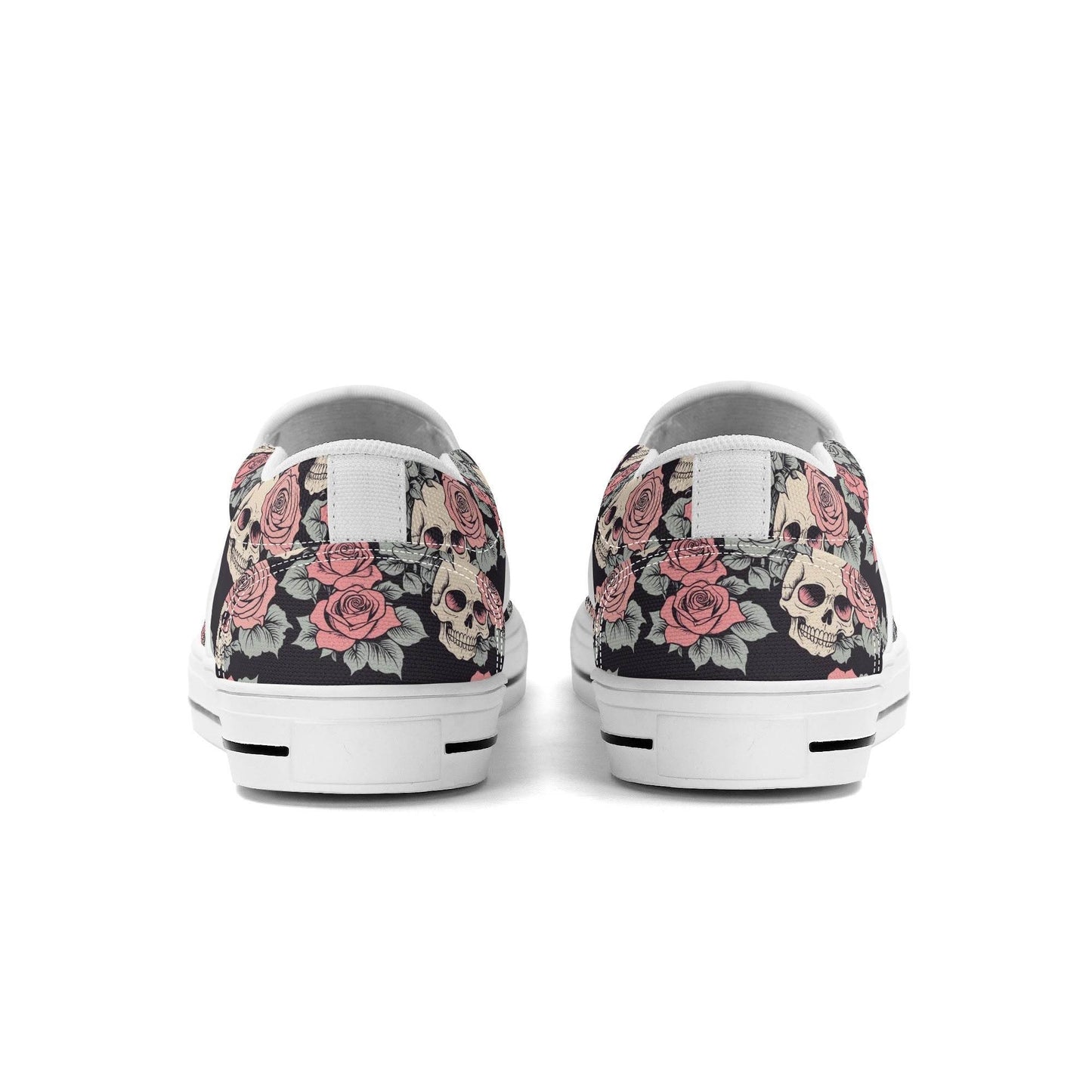 Men's Skull and Pink Rose Rubber Slip On Shoes - DeRose Seasonal