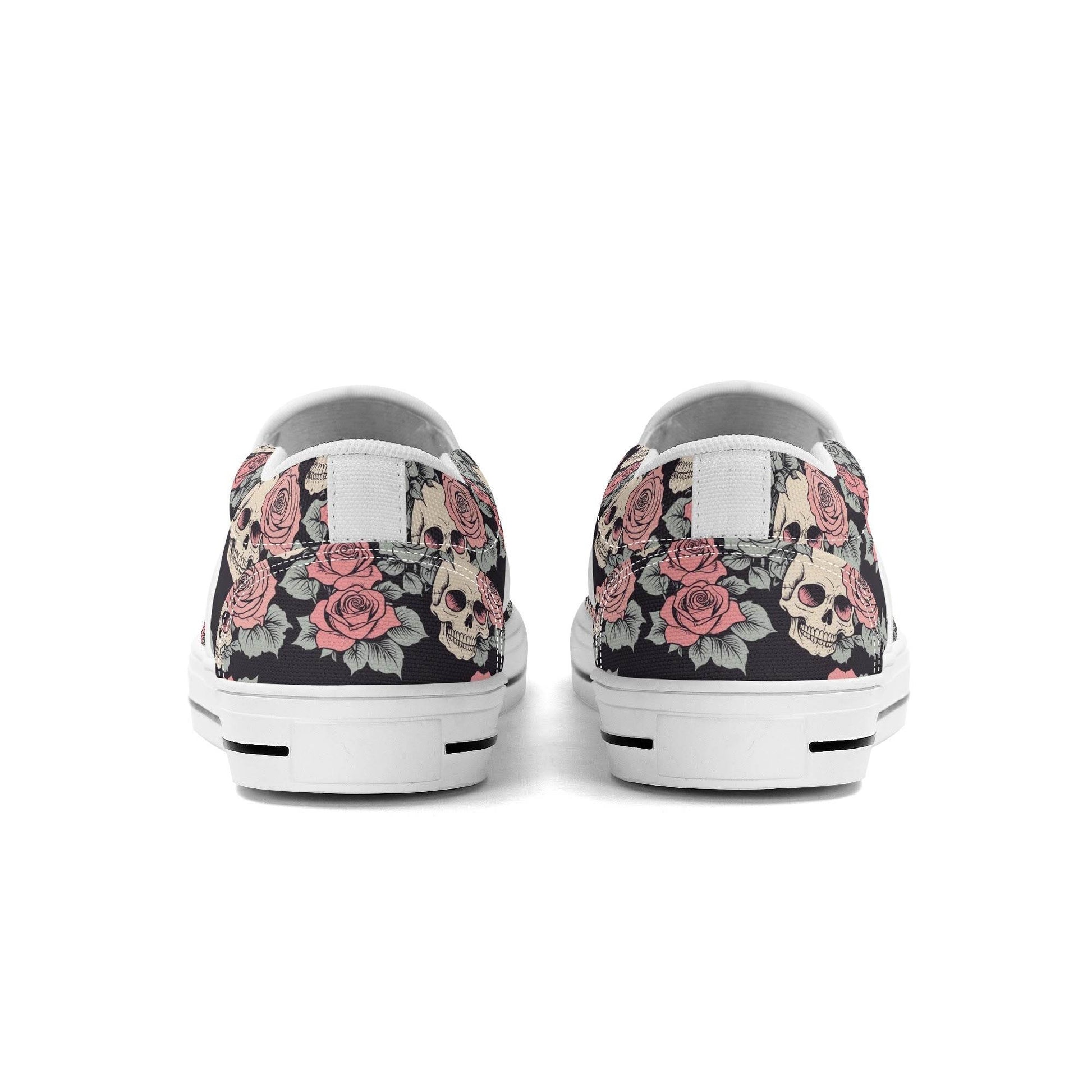 Men's Skull and Pink Rose Rubber Slip On Shoes - DeRose Seasonal
