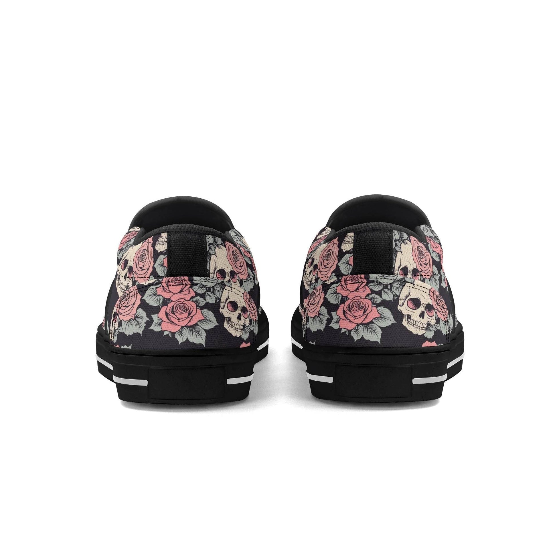 Men's Skull and Pink Rose Rubber Slip On Shoes - DeRose Seasonal