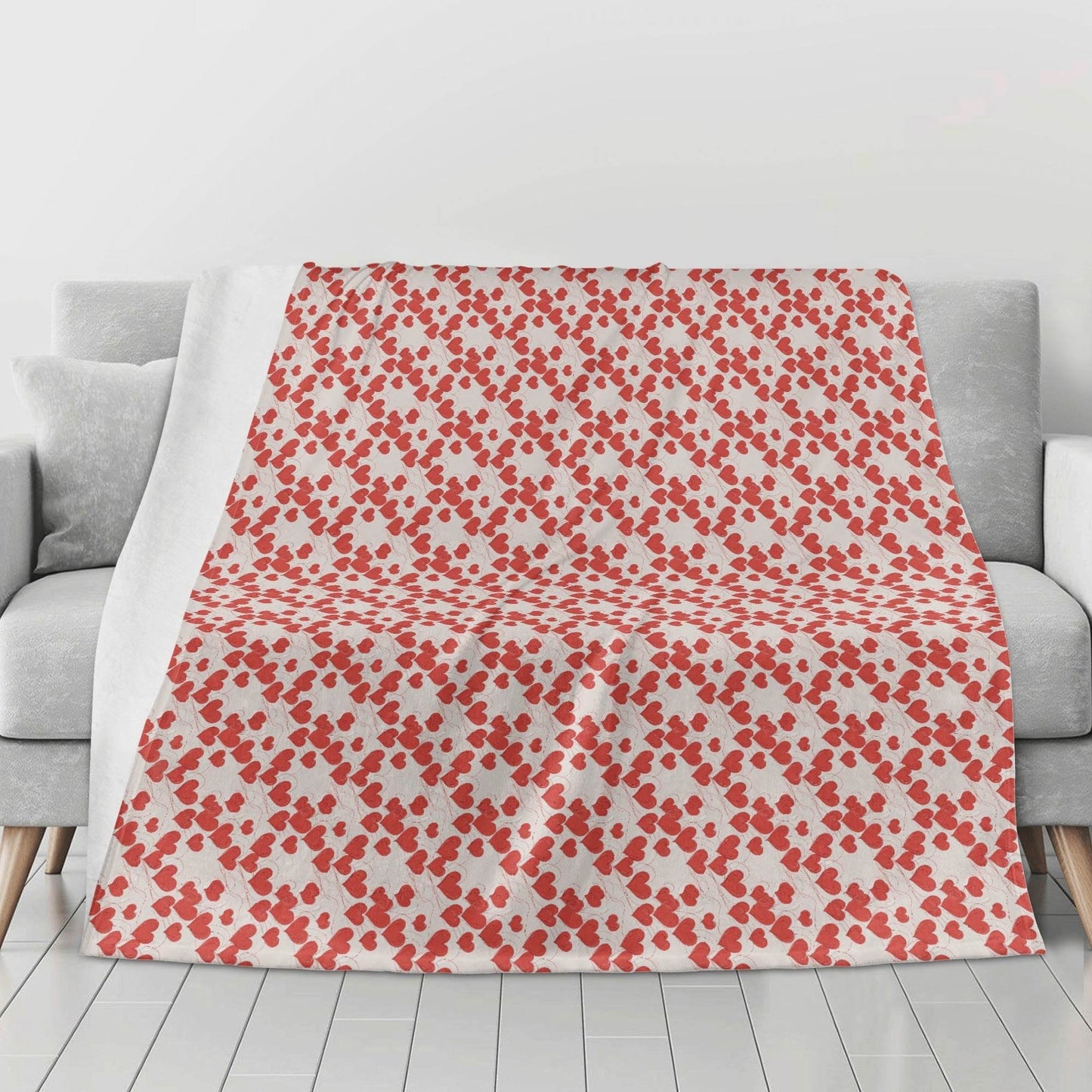 Minimal Hearts Flannel Breathable Blanket 4 Sizes - DeRose Seasonal