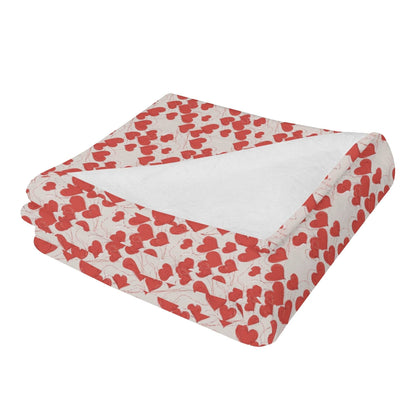 Minimal Hearts Flannel Breathable Blanket 4 Sizes - DeRose Seasonal