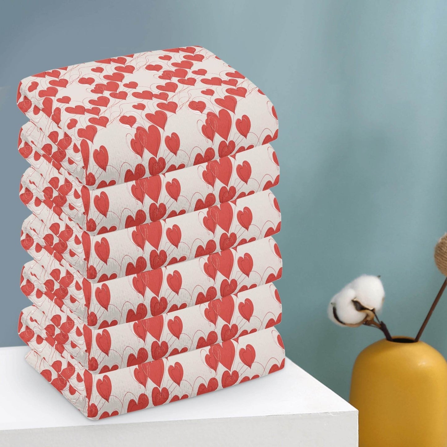 Minimal Hearts Hand Towels (6 Pcs) - DeRose Seasonal