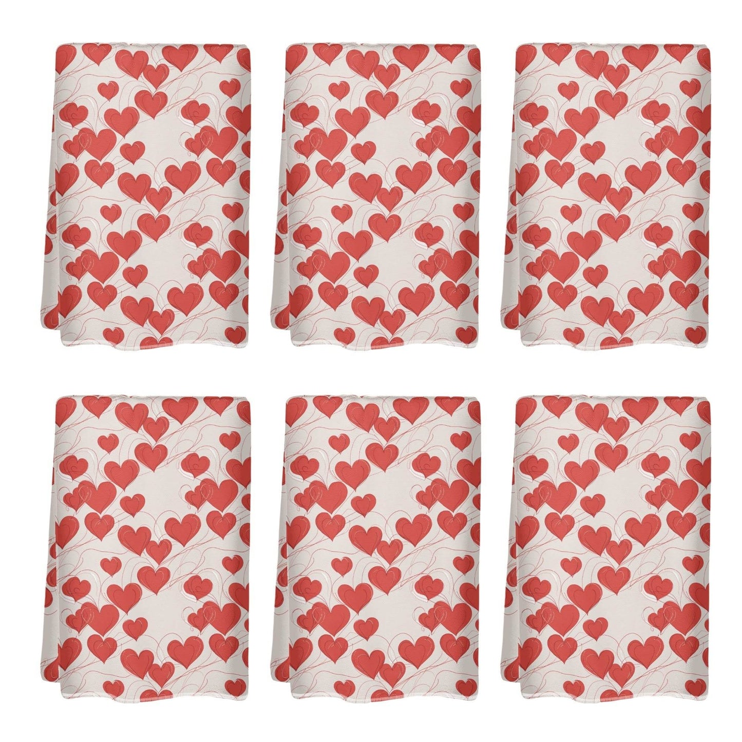 Minimal Hearts Hand Towels (6 Pcs) - DeRose Seasonal
