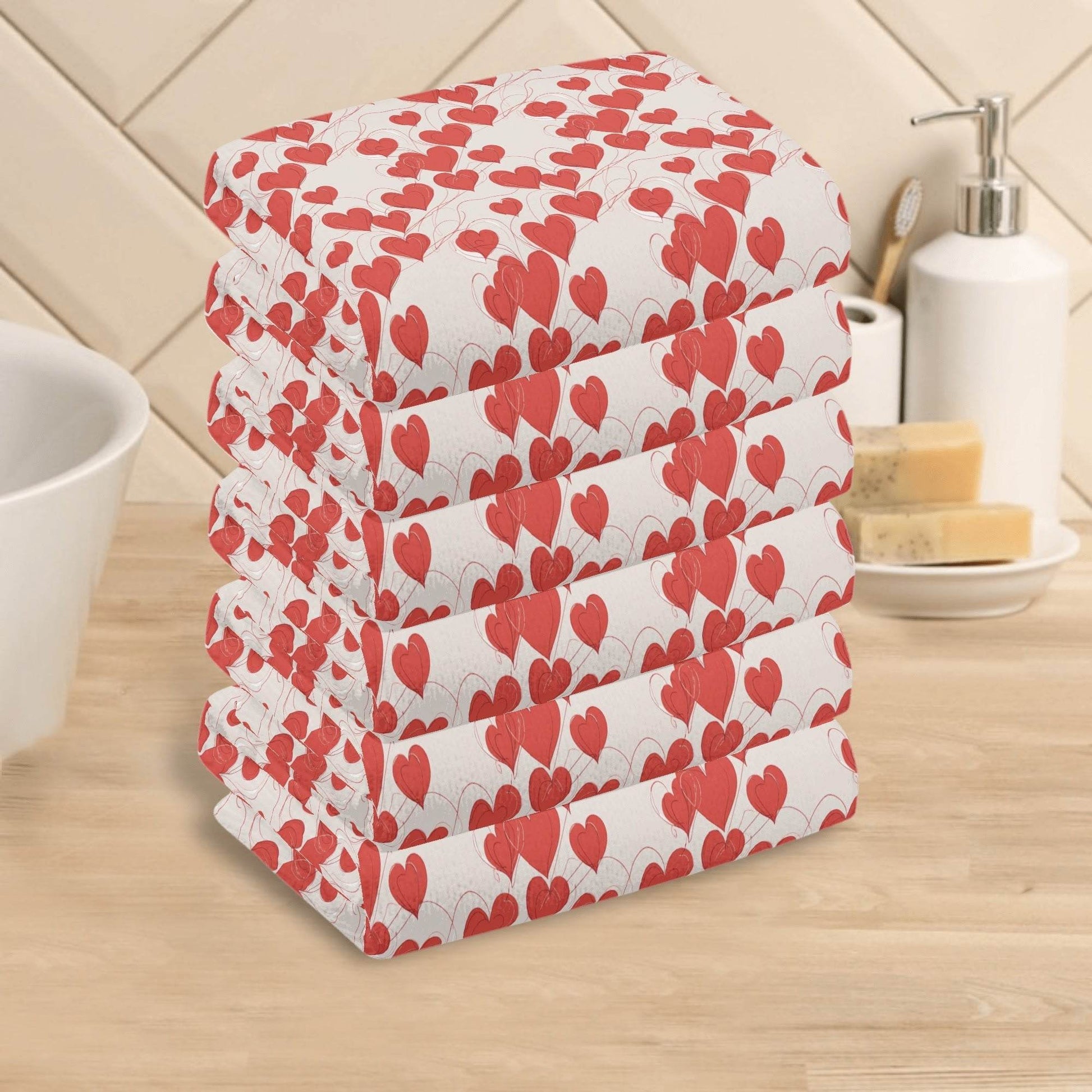 Minimal Hearts Hand Towels (6 Pcs) - DeRose Seasonal