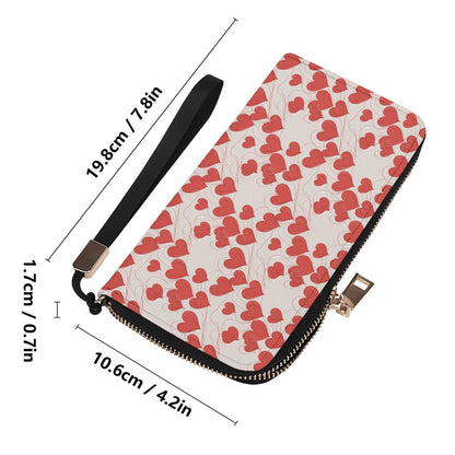 Minimal Hearts Women's Leather Zipper Wristlet Wallet - DeRose Seasonal