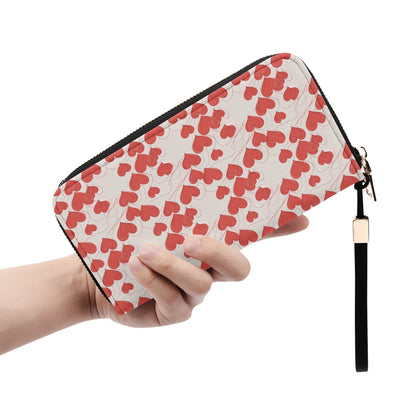 Minimal Hearts Women's Leather Zipper Wristlet Wallet - DeRose Seasonal