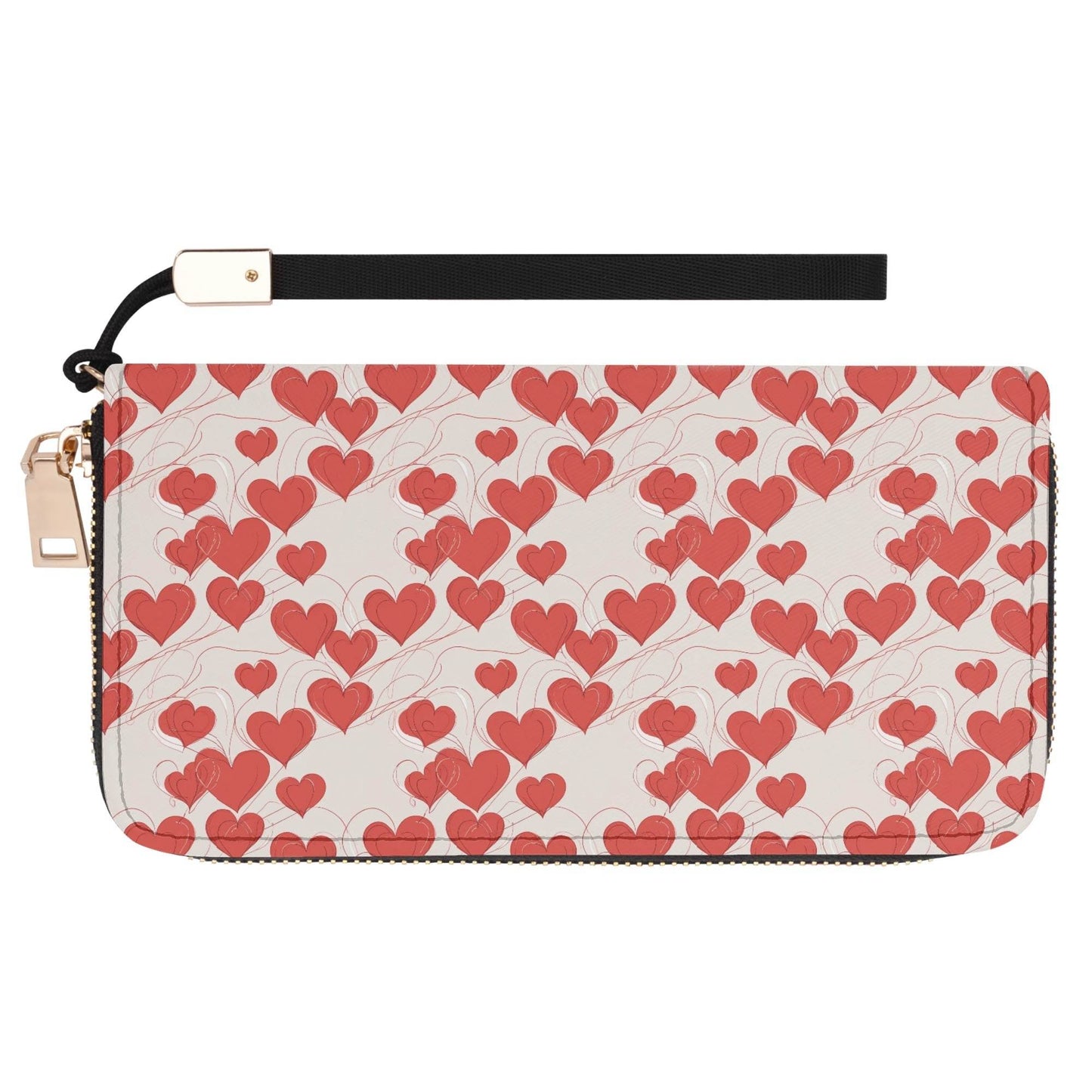 Minimal Hearts Women's Leather Zipper Wristlet Wallet - DeRose Seasonal