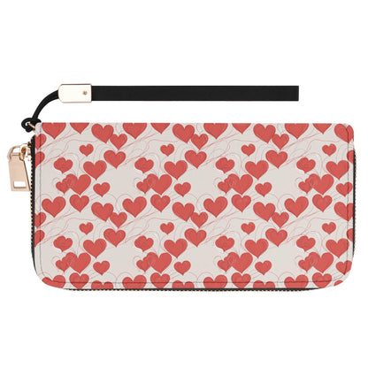 Minimal Hearts Women's Leather Zipper Wristlet Wallet - DeRose Seasonal