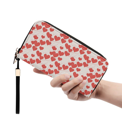 Minimal Hearts Women's Leather Zipper Wristlet Wallet - DeRose Seasonal