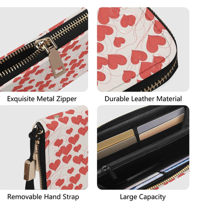 Minimal Hearts Women's Leather Zipper Wristlet Wallet - DeRose Seasonal