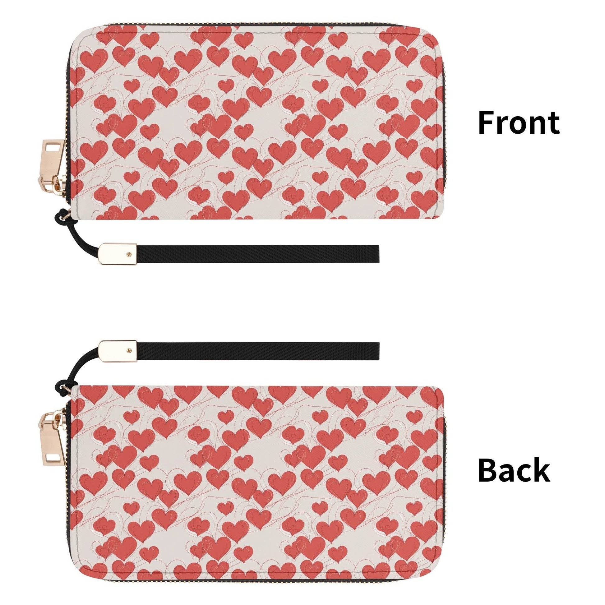 Minimal Hearts Women's Leather Zipper Wristlet Wallet - DeRose Seasonal