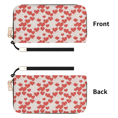 Minimal Hearts Women's Leather Zipper Wristlet Wallet - DeRose Seasonal