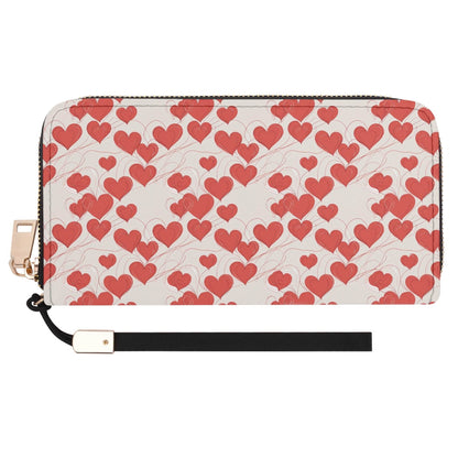 Minimal Hearts Women's Leather Zipper Wristlet Wallet - DeRose Seasonal