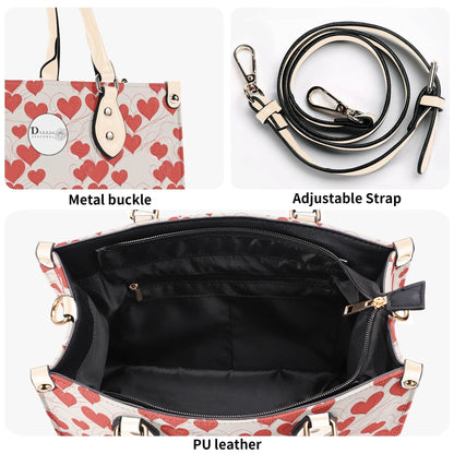 Minimal Hearts Luxury Women Leather Handbag (3 sizes) - DeRose Seasonal