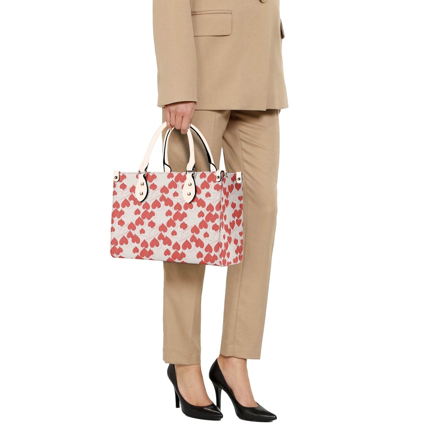 Minimal Hearts Luxury Women Leather Handbag (3 sizes) - DeRose Seasonal