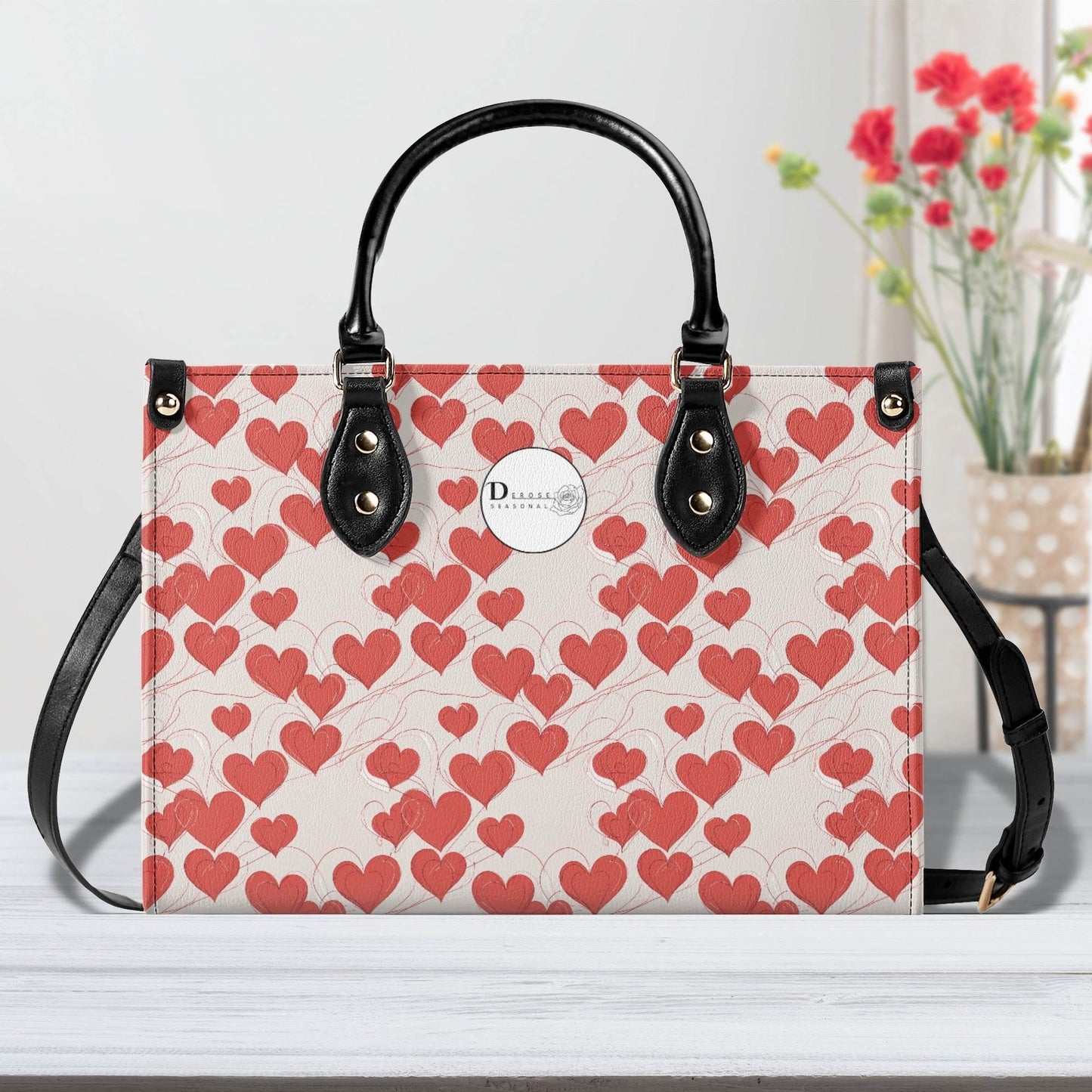 Minimal Hearts Luxury Women Leather Handbag (3 sizes) - DeRose Seasonal