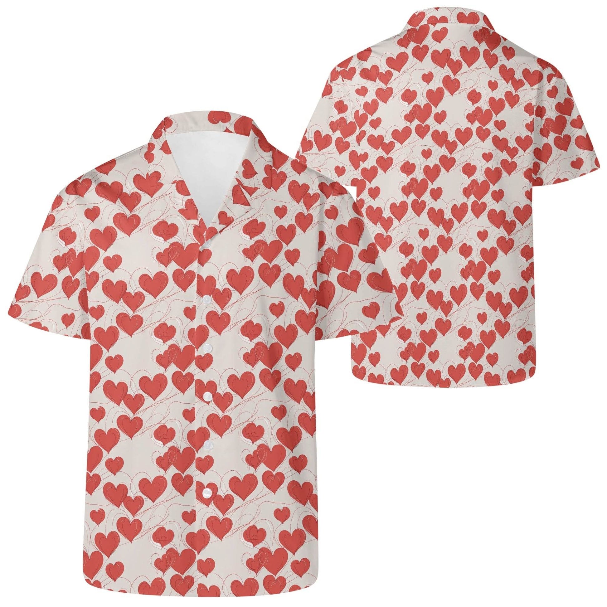 Minimal Hearts Men's Casual Hawaiian Shirt - DeRose Seasonal