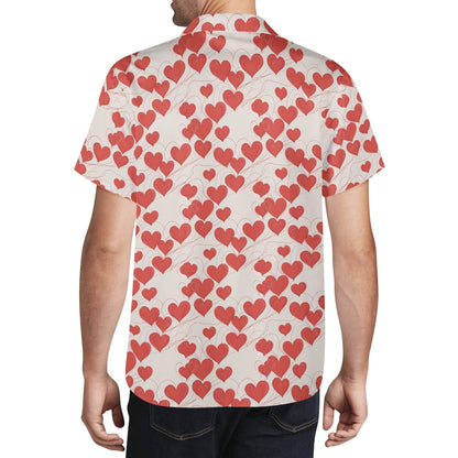 Minimal Hearts Men's Casual Hawaiian Shirt - DeRose Seasonal