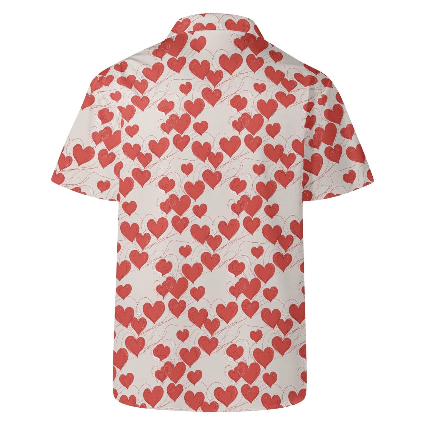 Minimal Hearts Men's Casual Hawaiian Shirt - DeRose Seasonal