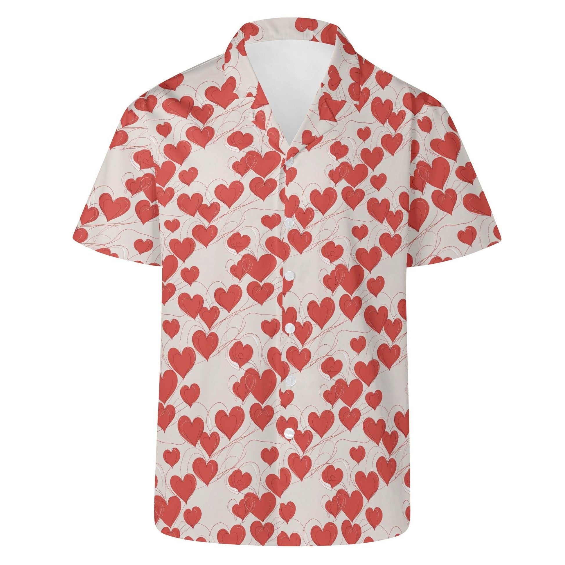 Minimal Hearts Men's Casual Hawaiian Shirt - DeRose Seasonal