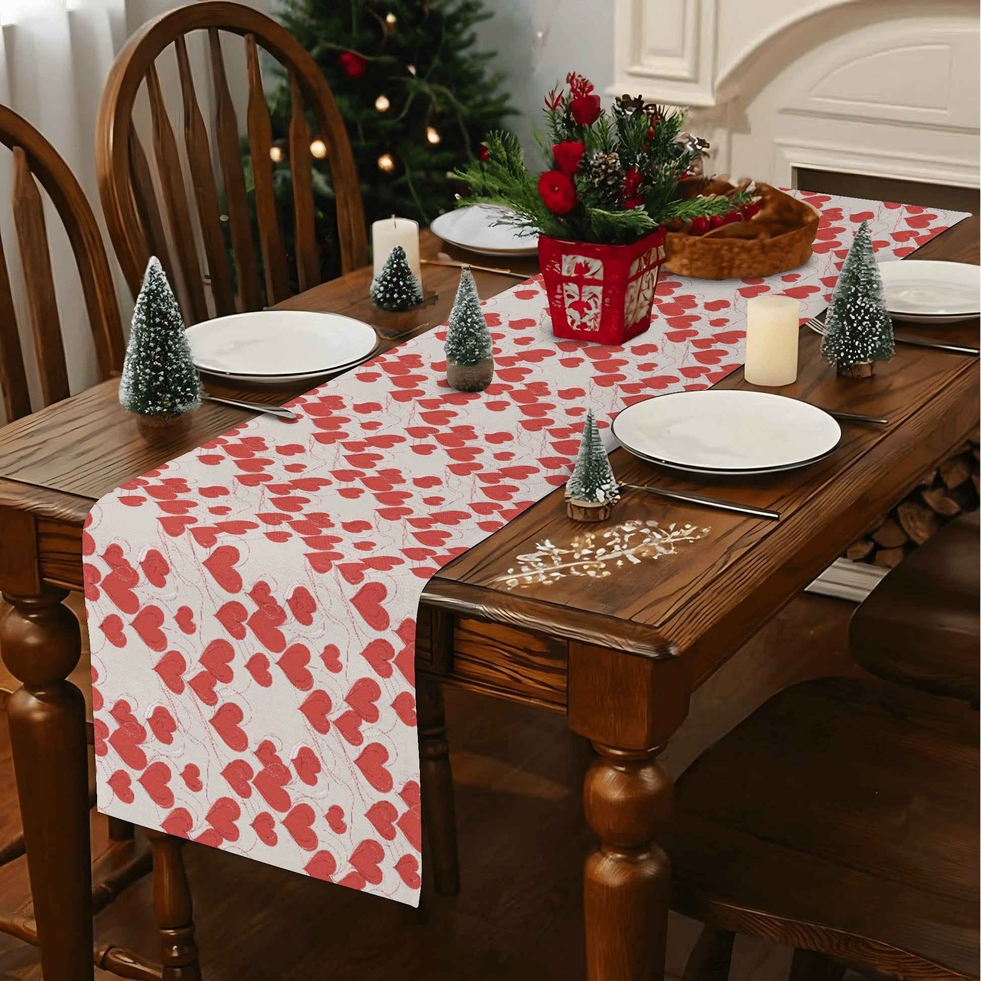 Minimal Hearts Polyester Table Runner - DeRose Seasonal