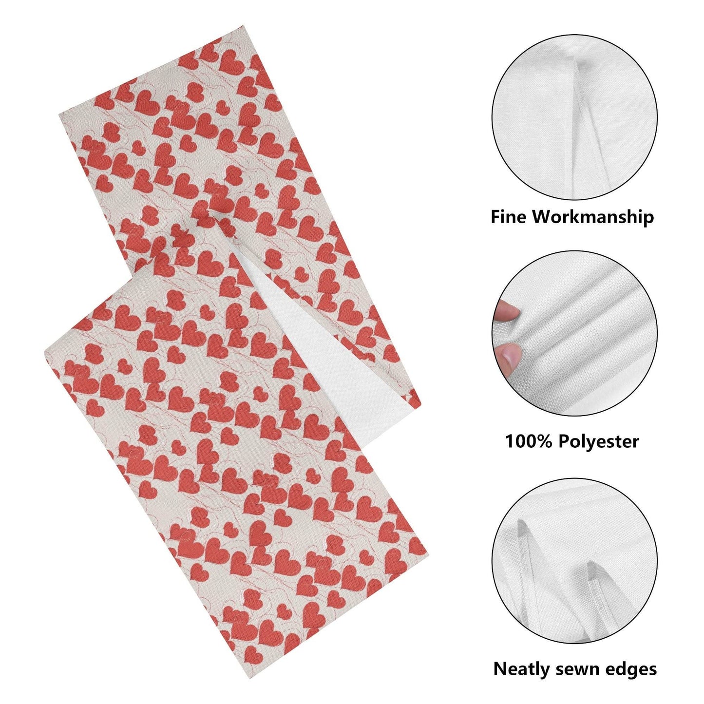Minimal Hearts Polyester Table Runner - DeRose Seasonal