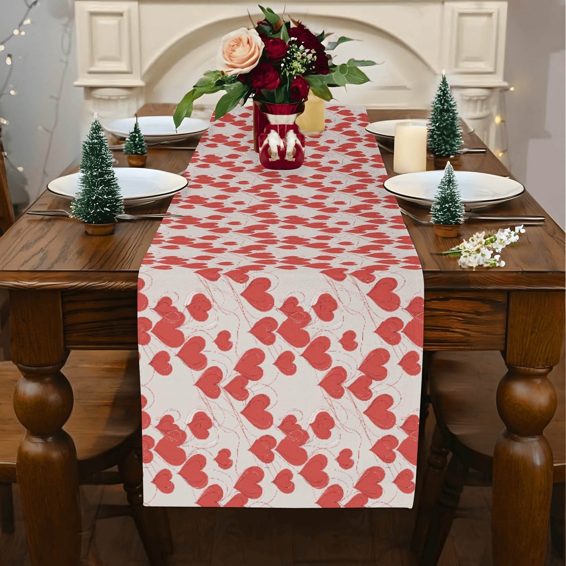 Minimal Hearts Polyester Table Runner - DeRose Seasonal