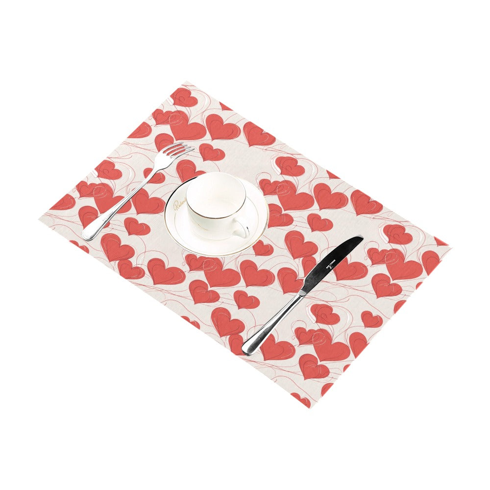 Minimal Hearts Table Placemat (set of 6) Placemats 12" x 18" (Set of 6) DeRose Seasonal