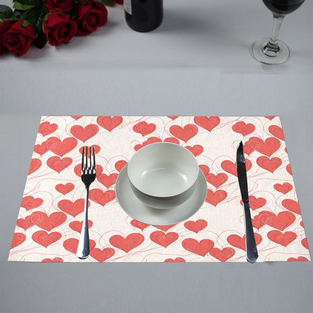 Minimal Hearts Table Placemat (set of 6) Placemats 12" x 18" (Set of 6) DeRose Seasonal