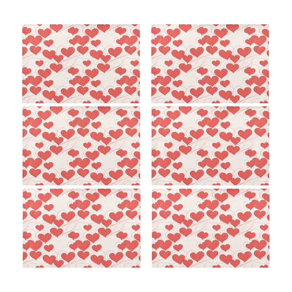 Minimal Hearts Table Placemat (set of 6) Placemats 12" x 18" (Set of 6) DeRose Seasonal