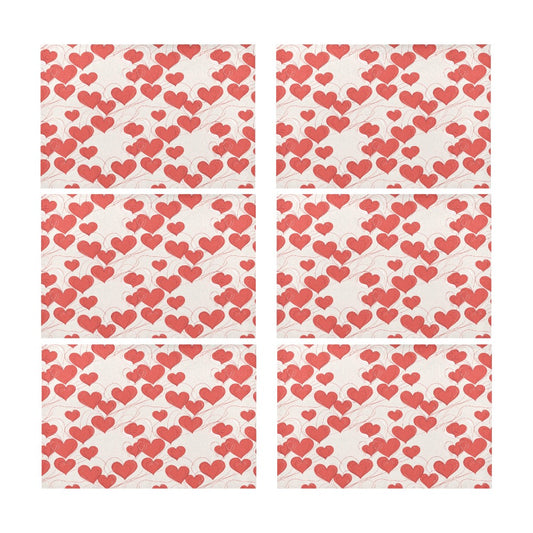 Minimal Hearts Table Placemat (set of 6) Placemats 12" x 18" (Set of 6) DeRose Seasonal