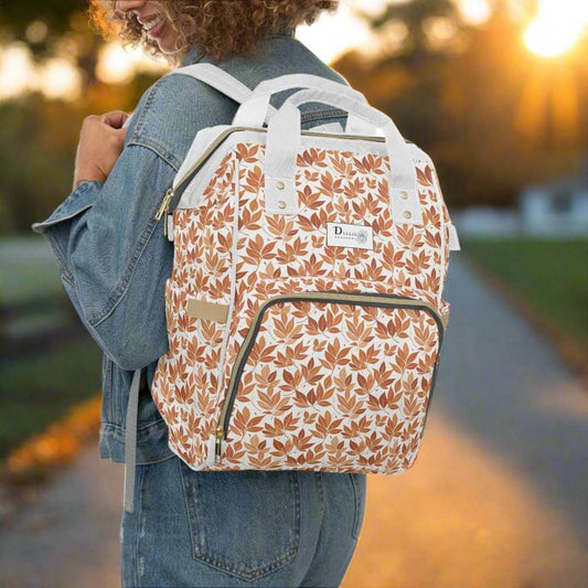 Multifunctional Autumn Leaves Diaper Backpack - DeRose Seasonal