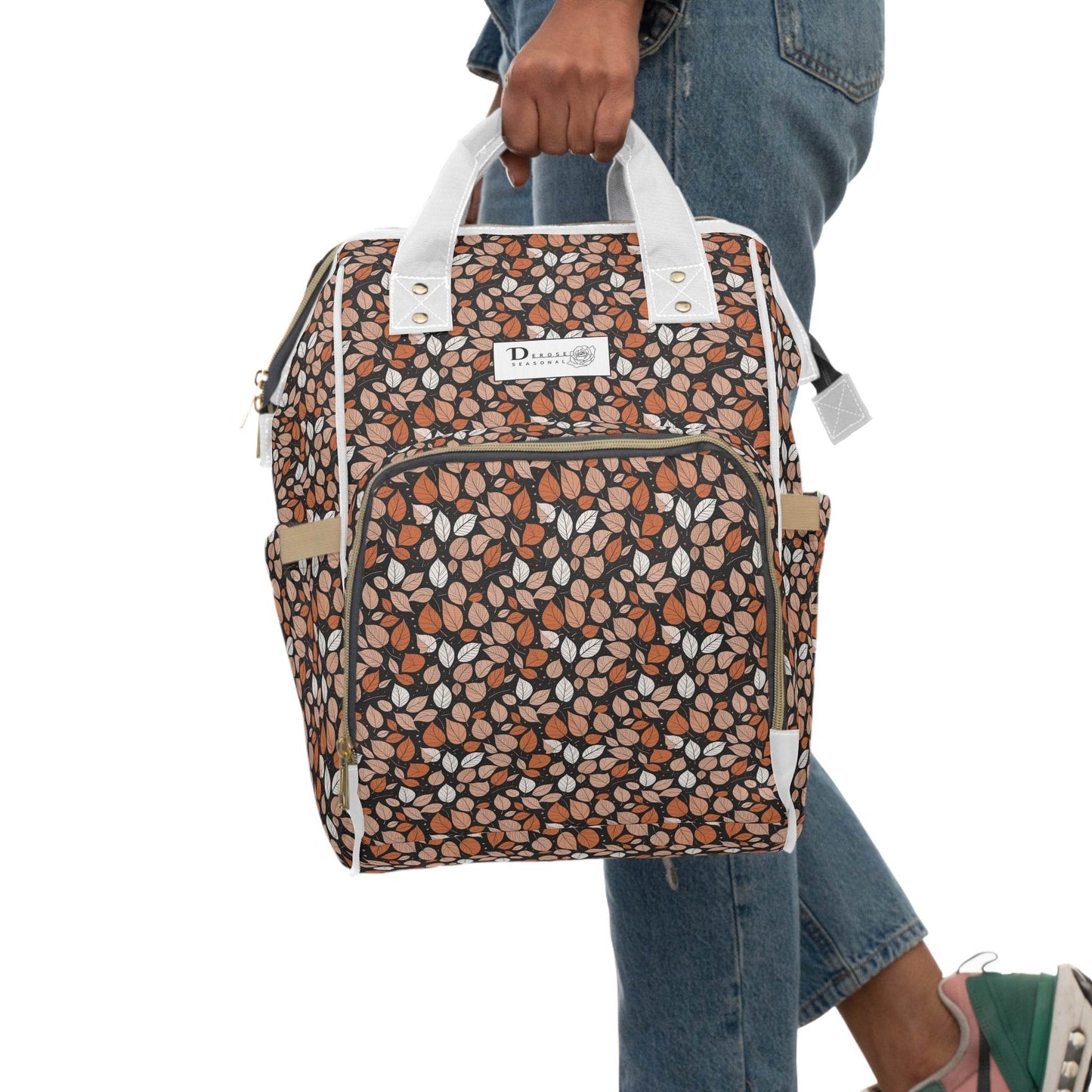 Multifunctional Dark Leaves Diaper Backpack - DeRose Seasonal