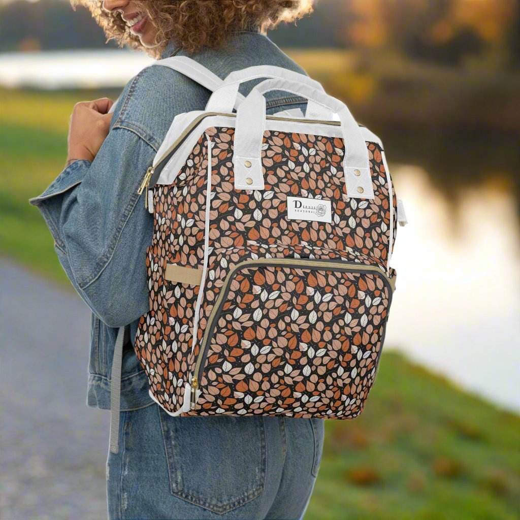 Multifunctional Dark Leaves Diaper Backpack - DeRose Seasonal