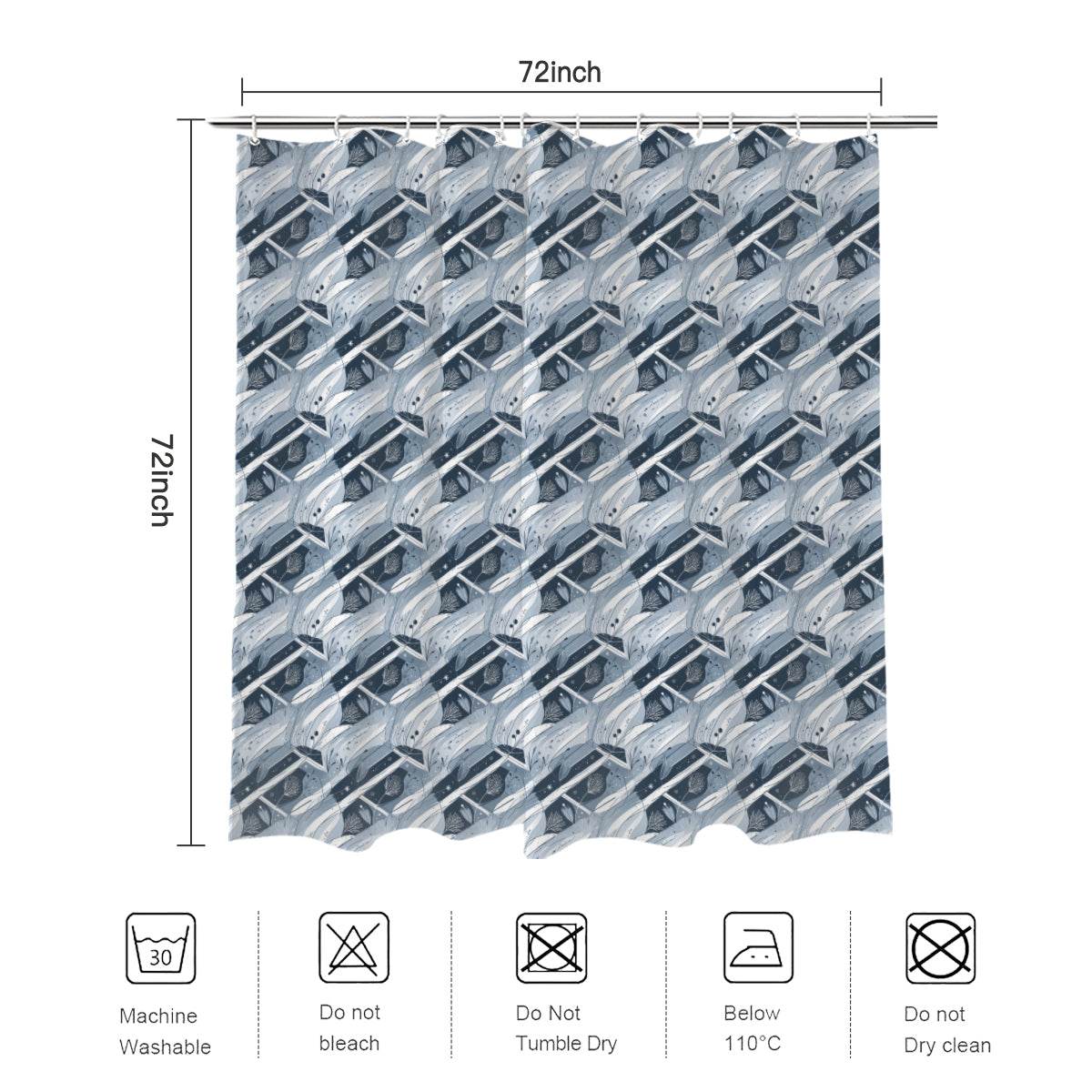 Blue Wind Bathroom Four-Piece Set(Shower Curtain + Toilet Cover Mat + Toilet Foot Mat + Floor Mat)| Polyester - DeRose Seasonal